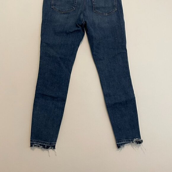 ANN TAYLOR LOFT Outlet Dark Wash Release Hem Fraying Cropped Crop Skinny Jeans 6 - Picture 13 of 13